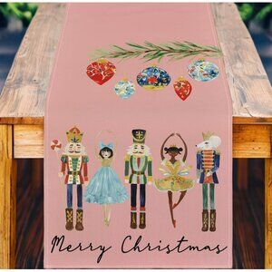 Pink Nutcracker Table Runner Christmas Decor Decorative Cloth Holiday Decoration